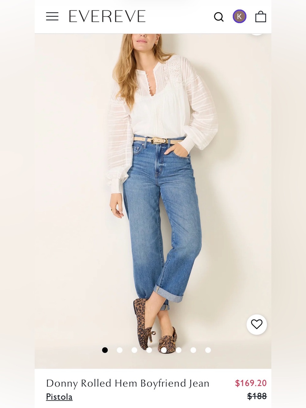 Pistola Medium Blue Donny Rolled-Hem Boyfriend Jeans size 28 (Evereve)